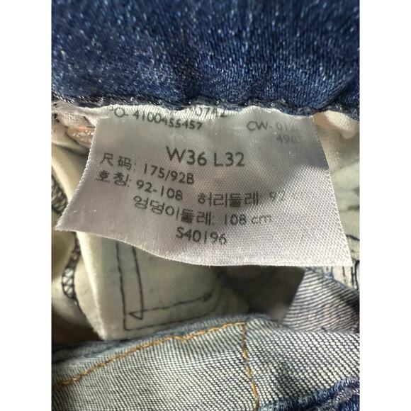 Levis 514 Jeans Mens 36x32 Medium Stone Wash Straight Leg Slim Fit Denim Casual - Picture 3 of 6